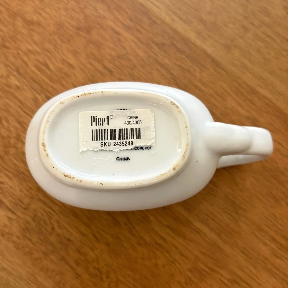Pier 1 White Ceramic Creamer Pitcher / Mini Gravy Boat